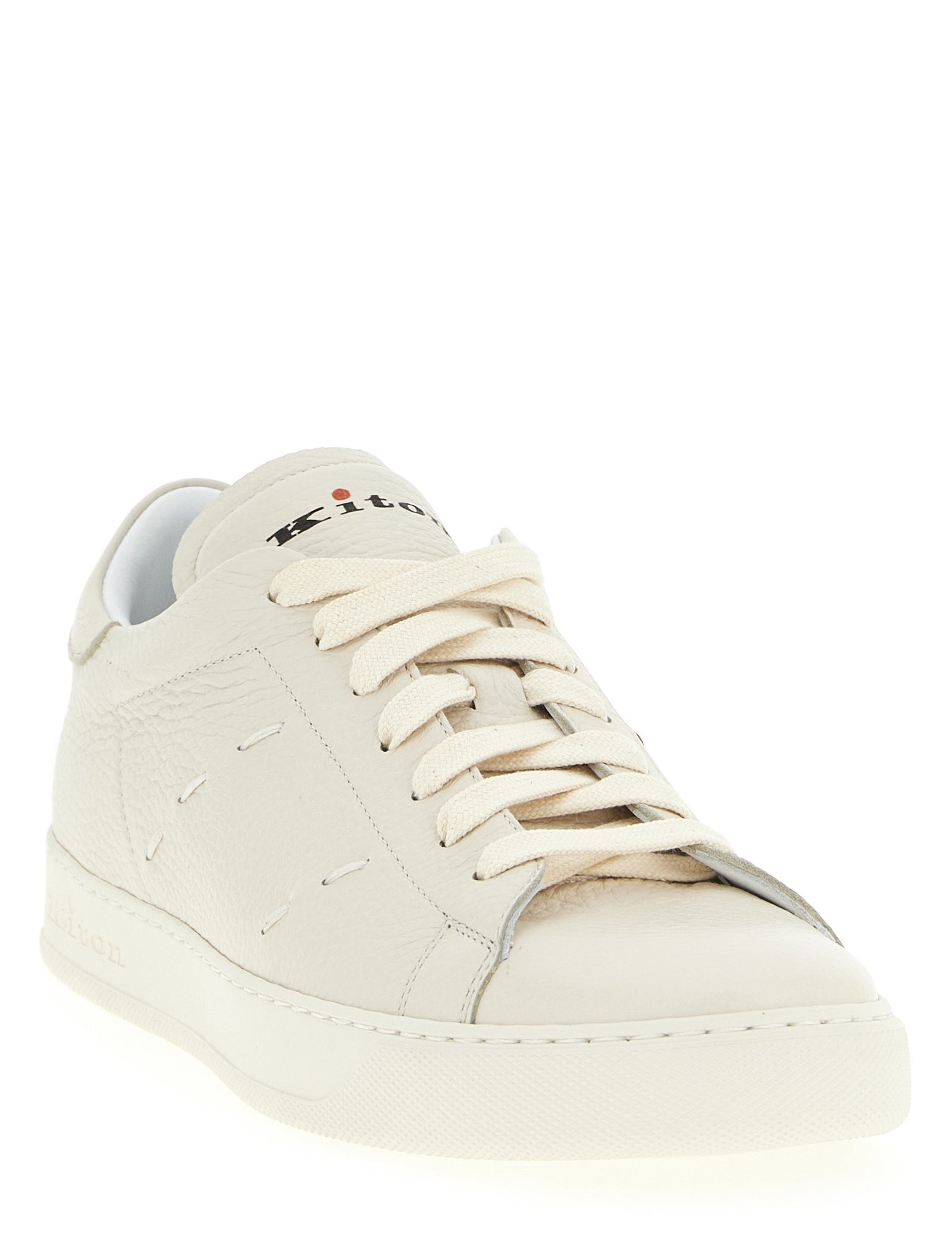 Kiton White Nubuck Leather Low Top Sneakers
