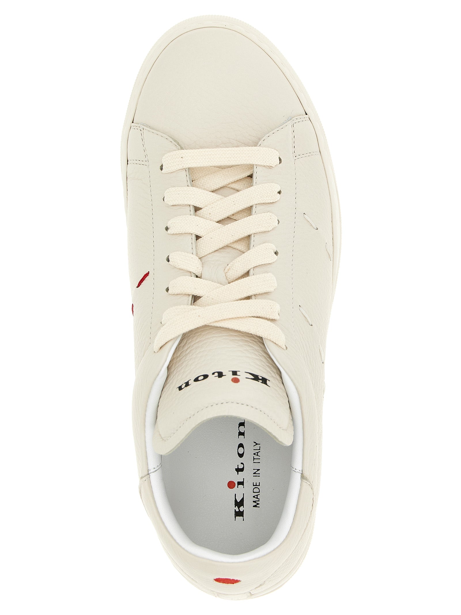Kiton White Nubuck Leather Low Top Sneakers