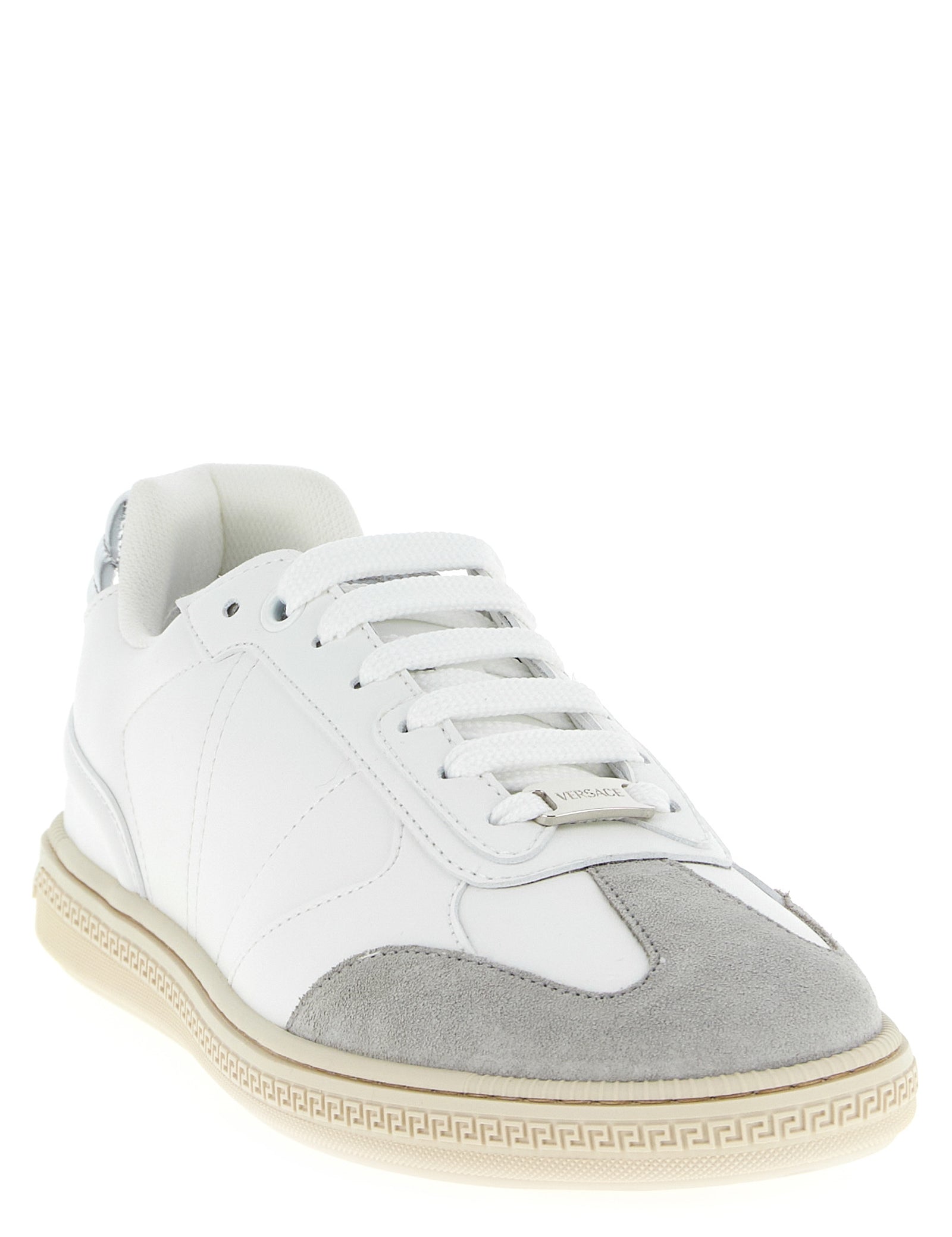 Versace White Calfskin Low Top Sneakers