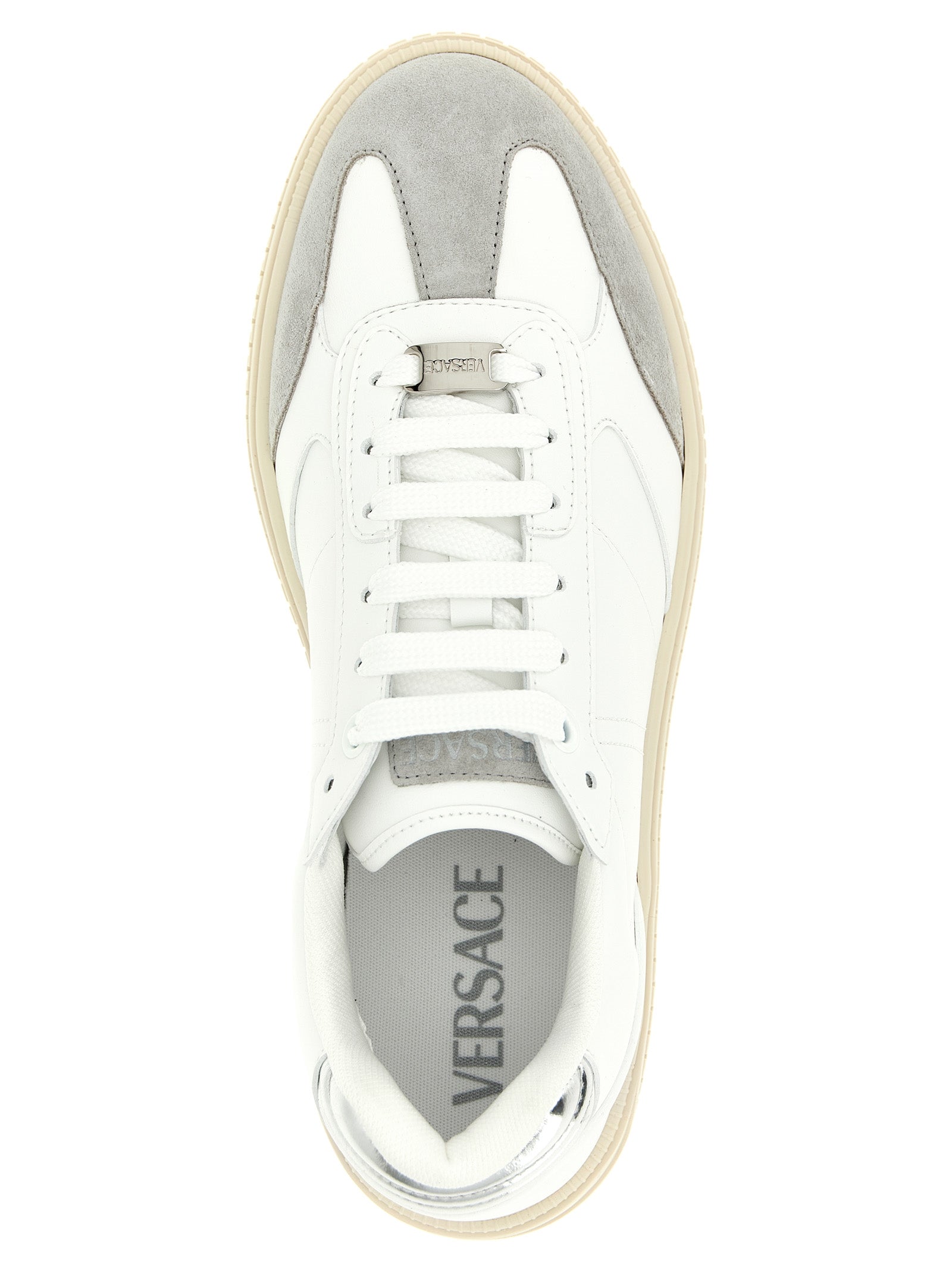 Versace White Calfskin Low Top Sneakers