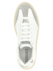 Versace White Calfskin Low Top Sneakers