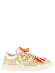 Off-White Beige Leather Low Top Sneakers
