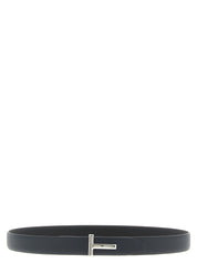 Tom Ford Reversible Black Dark Blue Calfskin Regular Belt