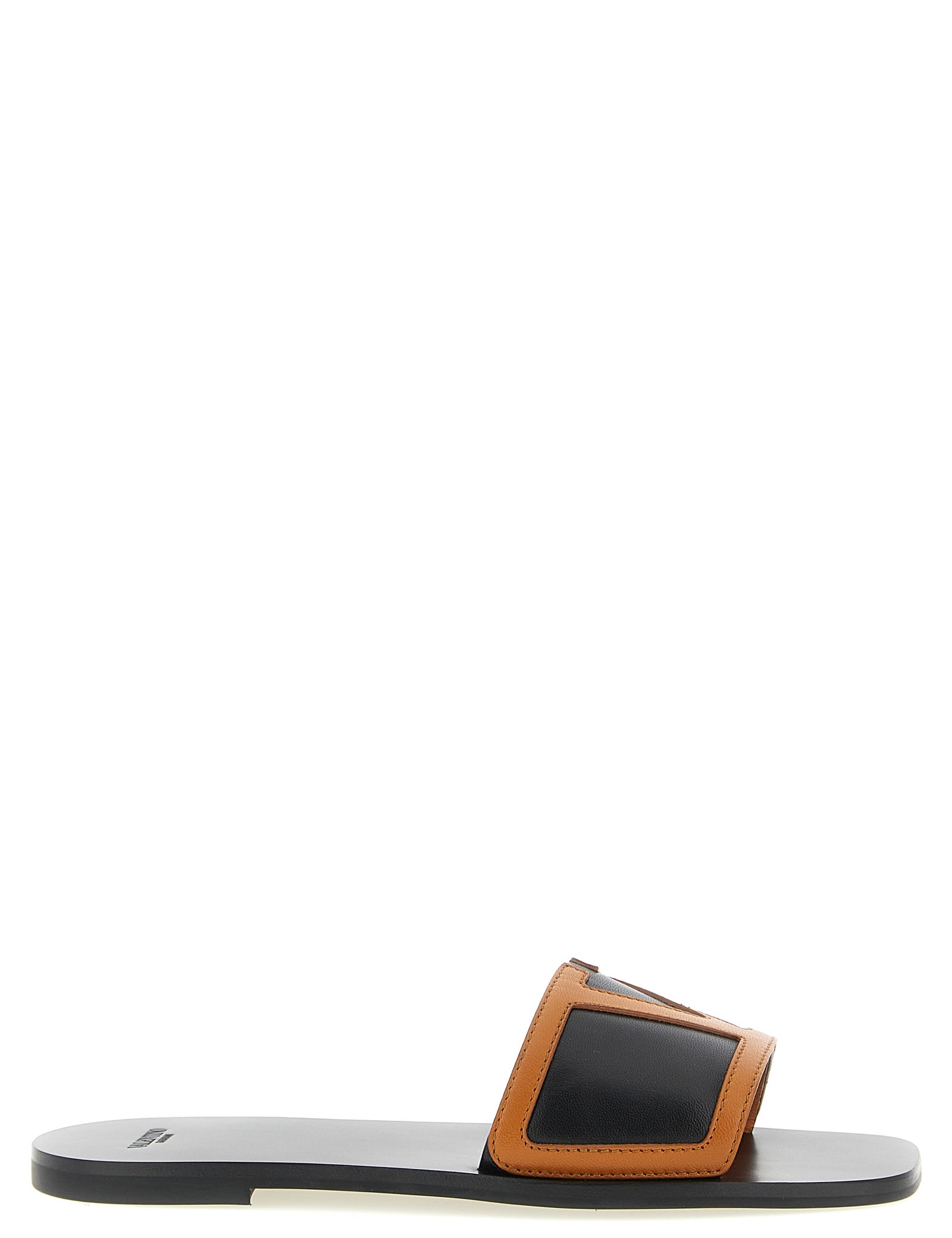 Valentino Garavani Brown Lamb Leather Slides