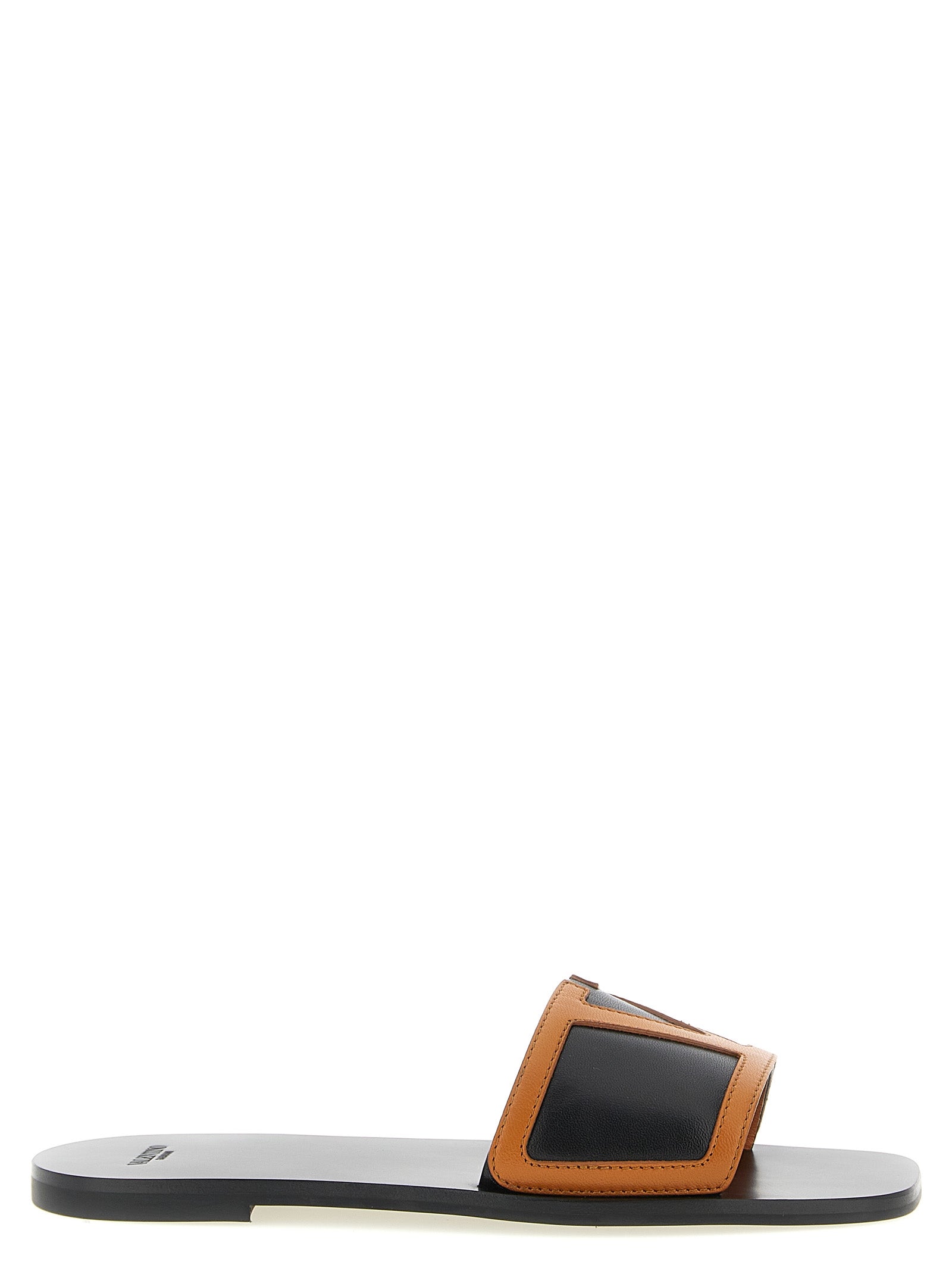 Valentino Garavani Brown Lamb Leather Slides