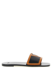Valentino Garavani Brown Lamb Leather Slides