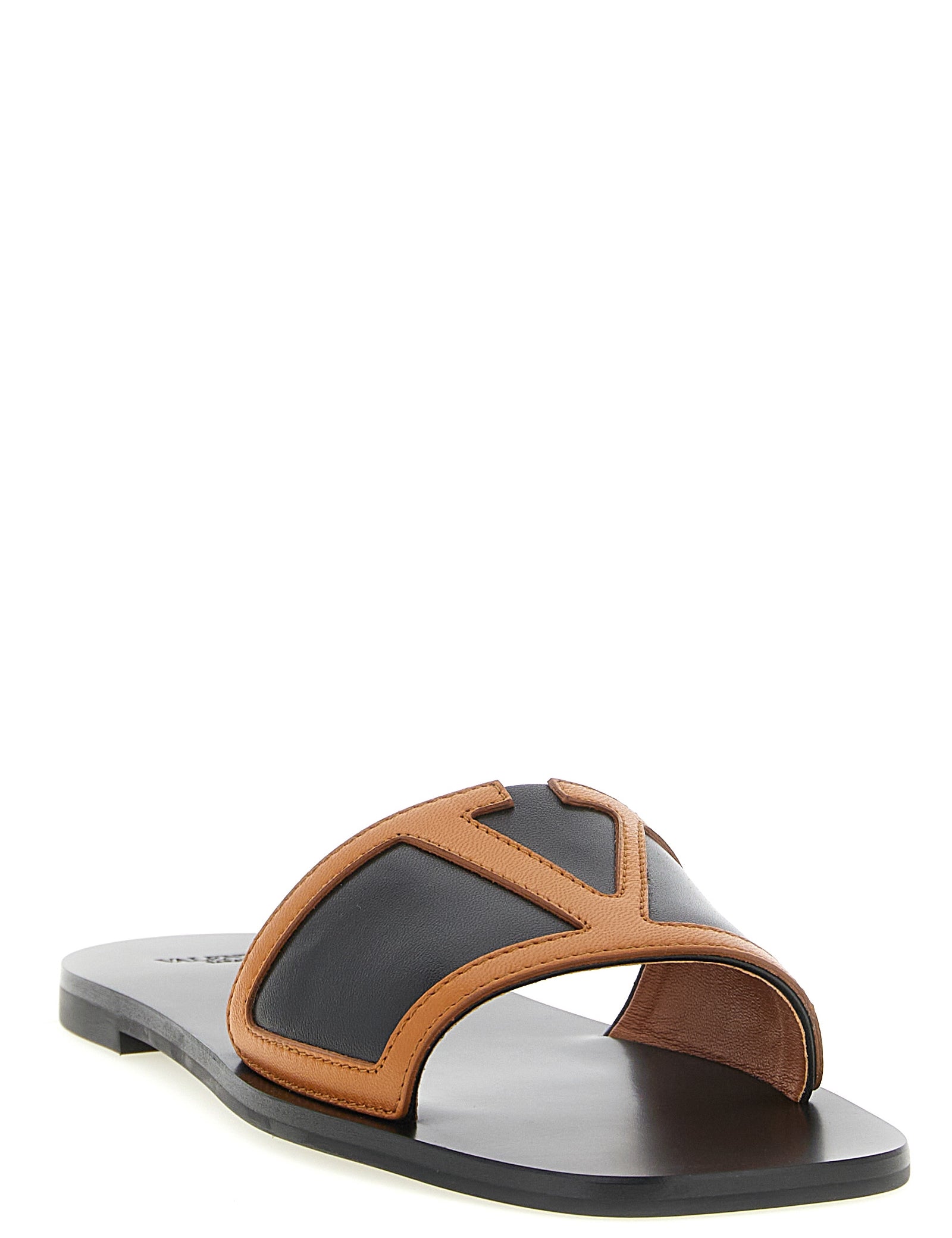 Valentino Garavani Brown Lamb Leather Slides