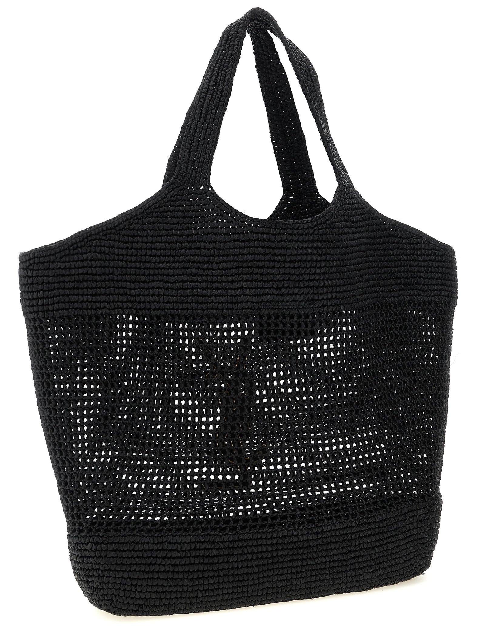 Saint Laurent Black Raffia Tote Bag