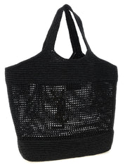 Saint Laurent Black Raffia Tote Bag