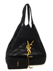 Saint Laurent Black Raffia Tote Bag