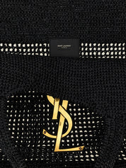 Saint Laurent Black Raffia Tote Bag