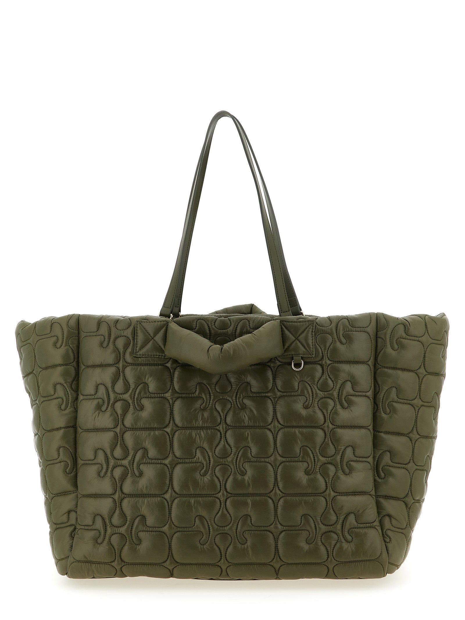 Ganni Green Recycled Polyamide Tote Bag