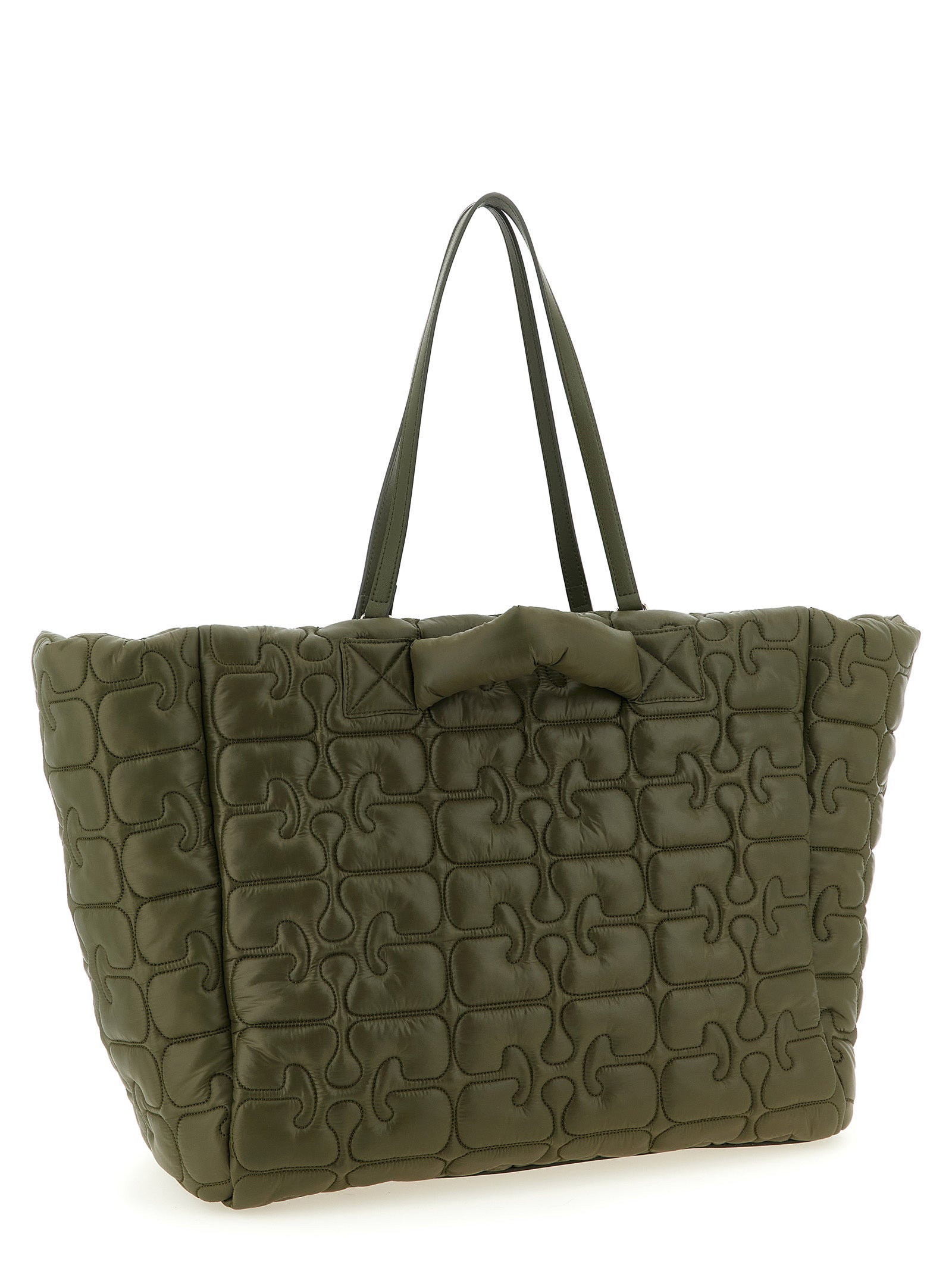 Ganni Green Recycled Polyamide Tote Bag