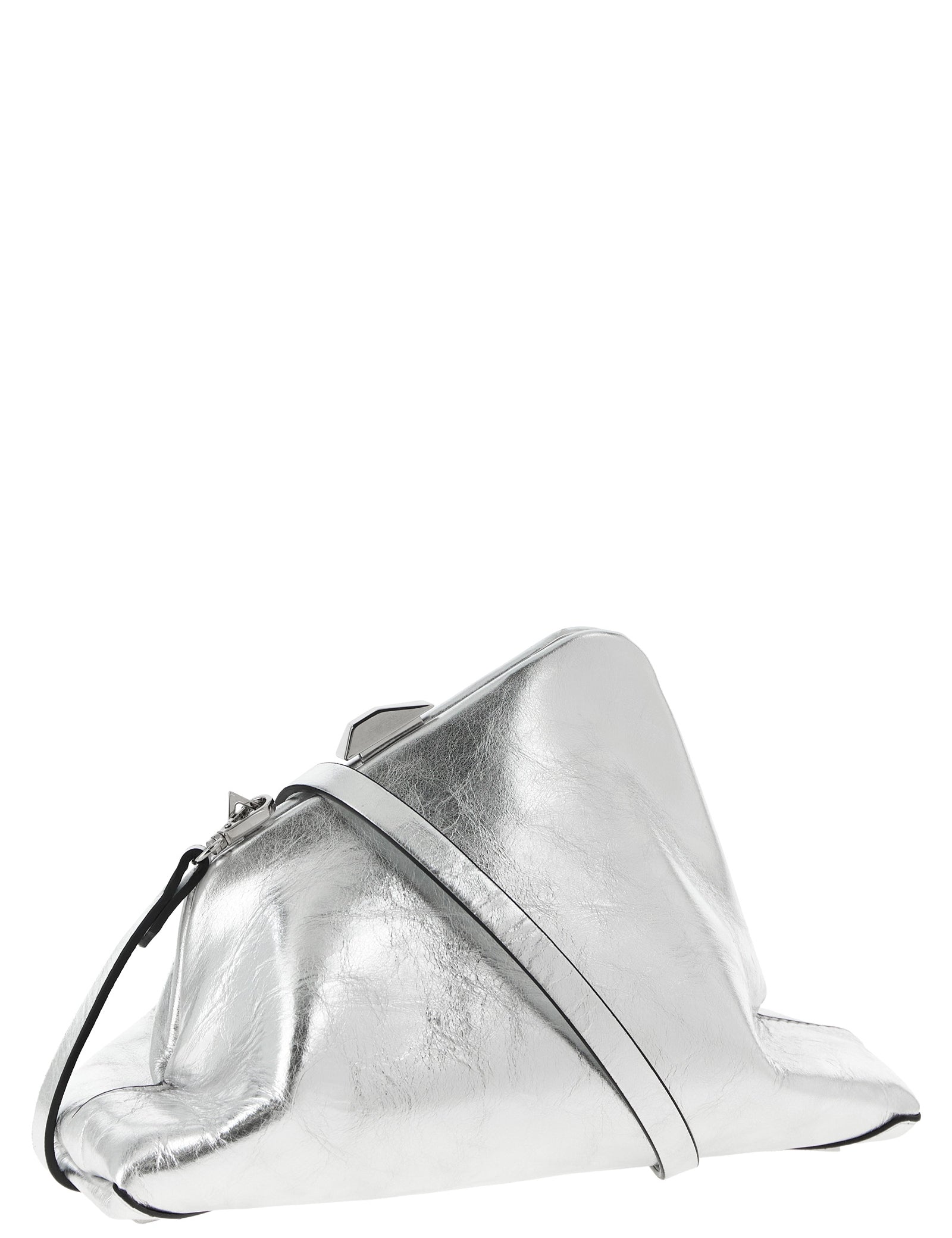 The Attico Silver Calfskin Clutch Bag