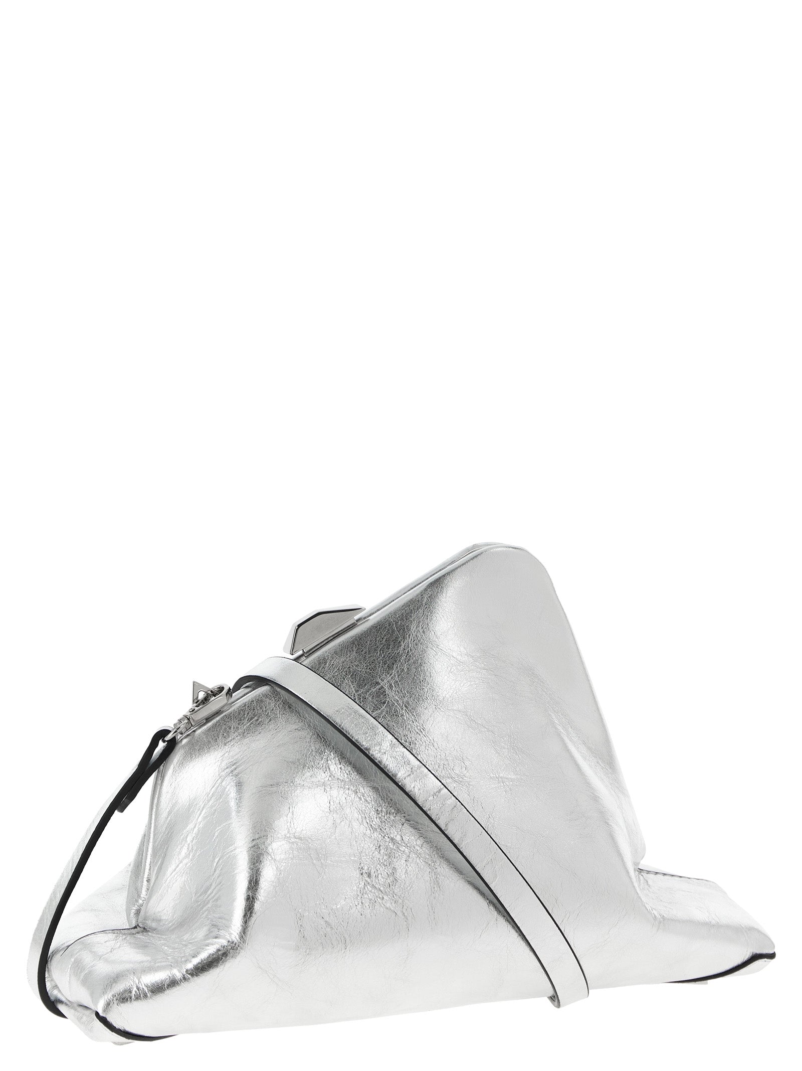 The Attico Silver Calfskin Clutch Bag