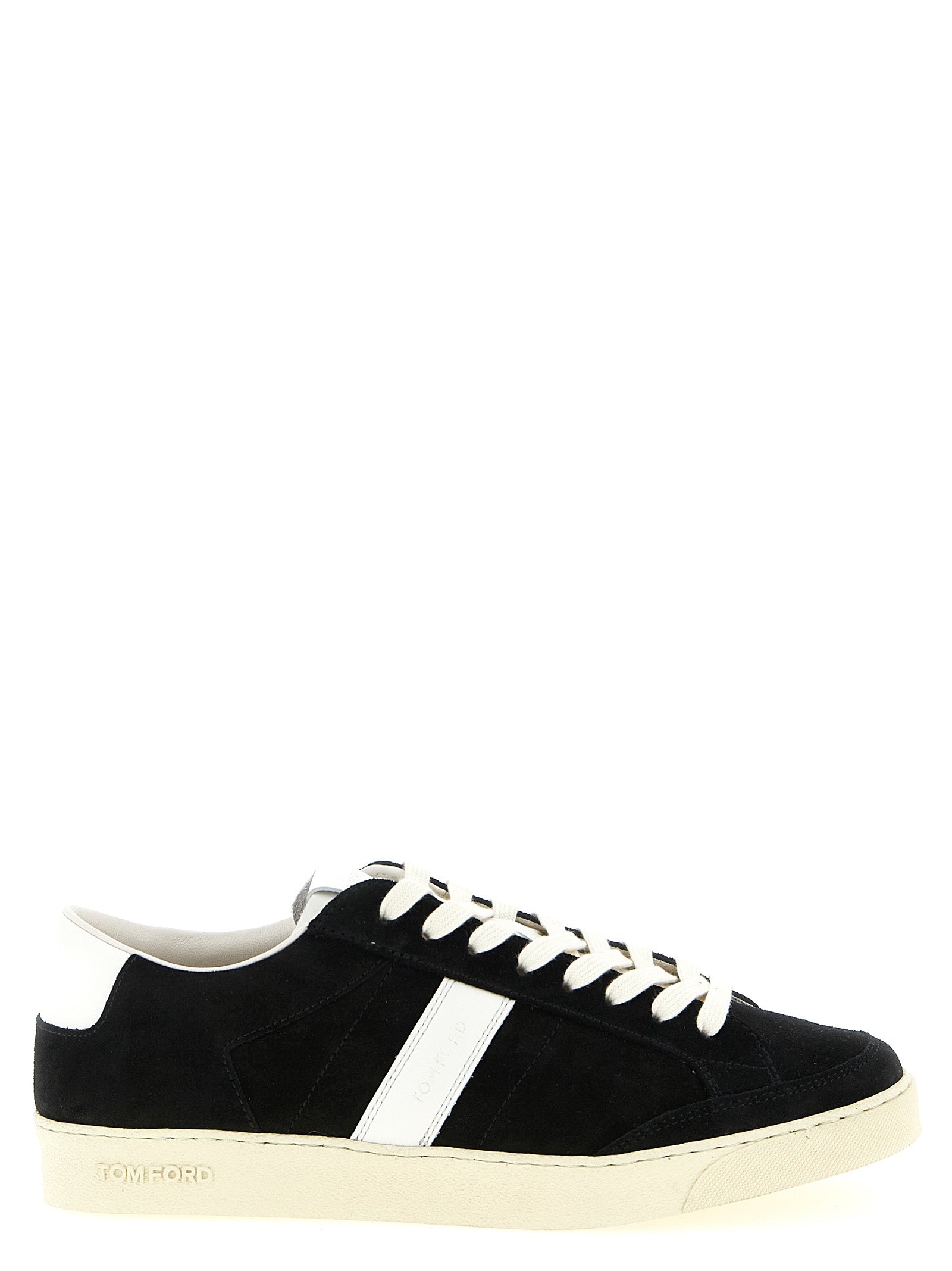 Tom Ford White/Black Leather Low Top Sneakers