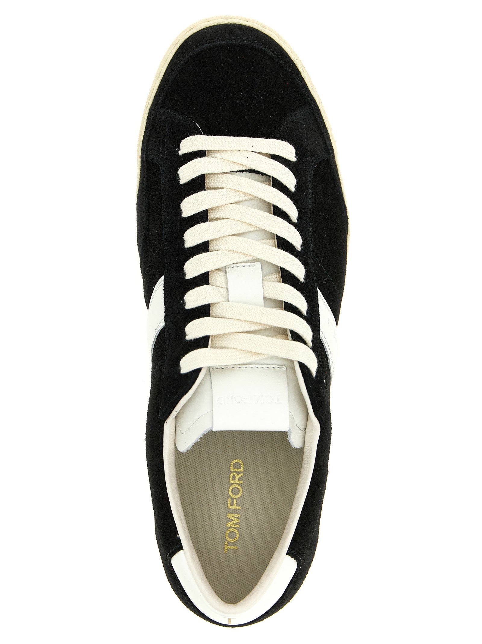 Tom Ford White/Black Leather Low Top Sneakers