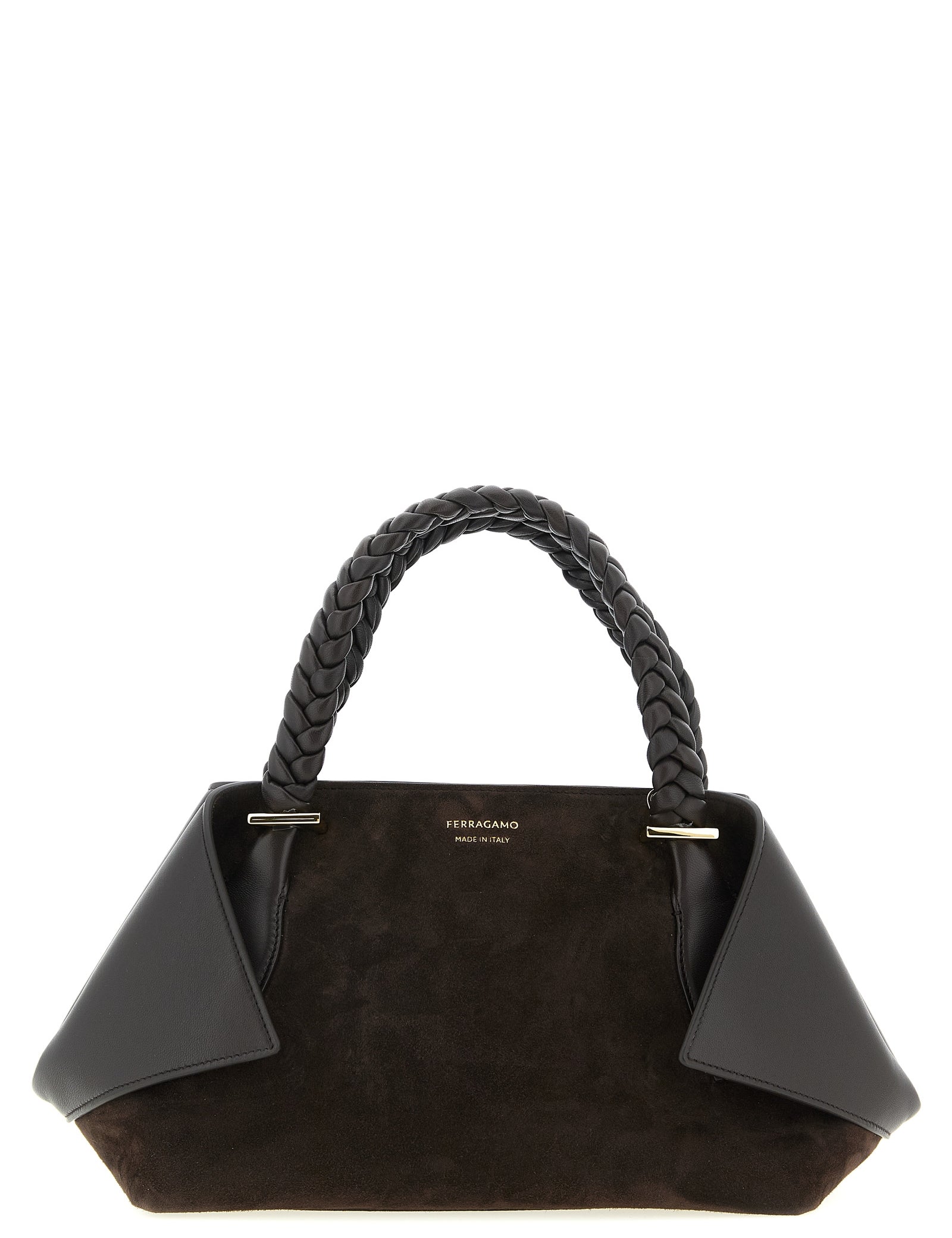 Ferragamo Brown Goat and Calf Leather Scarf TH S Handbag