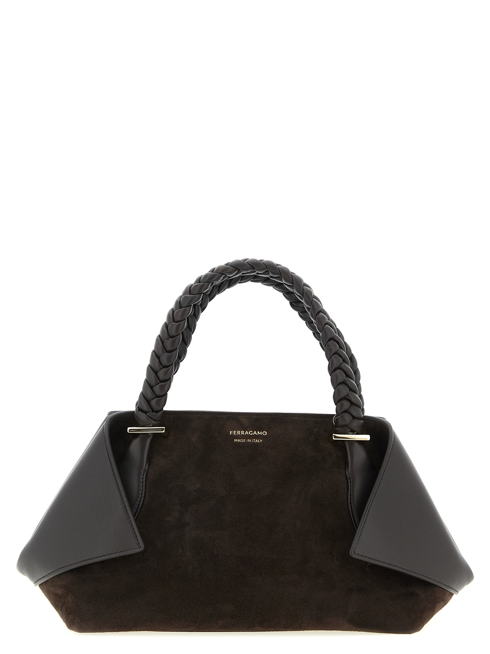 Ferragamo Brown Goat and Calf Leather Scarf TH S Handbag