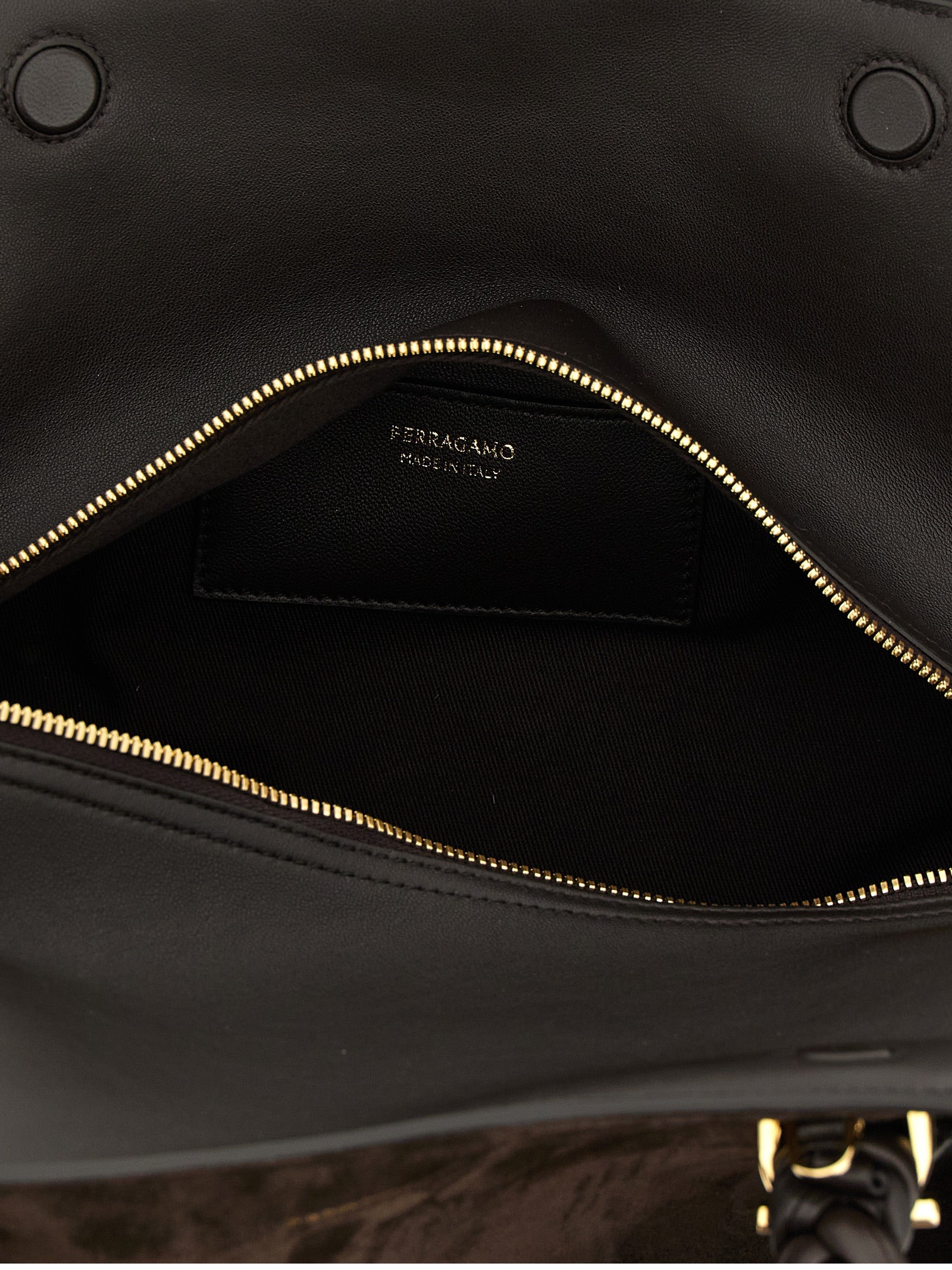 Ferragamo Brown Goat and Calf Leather Scarf TH S Handbag