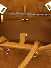 Ferragamo Beige Suede Handbag
