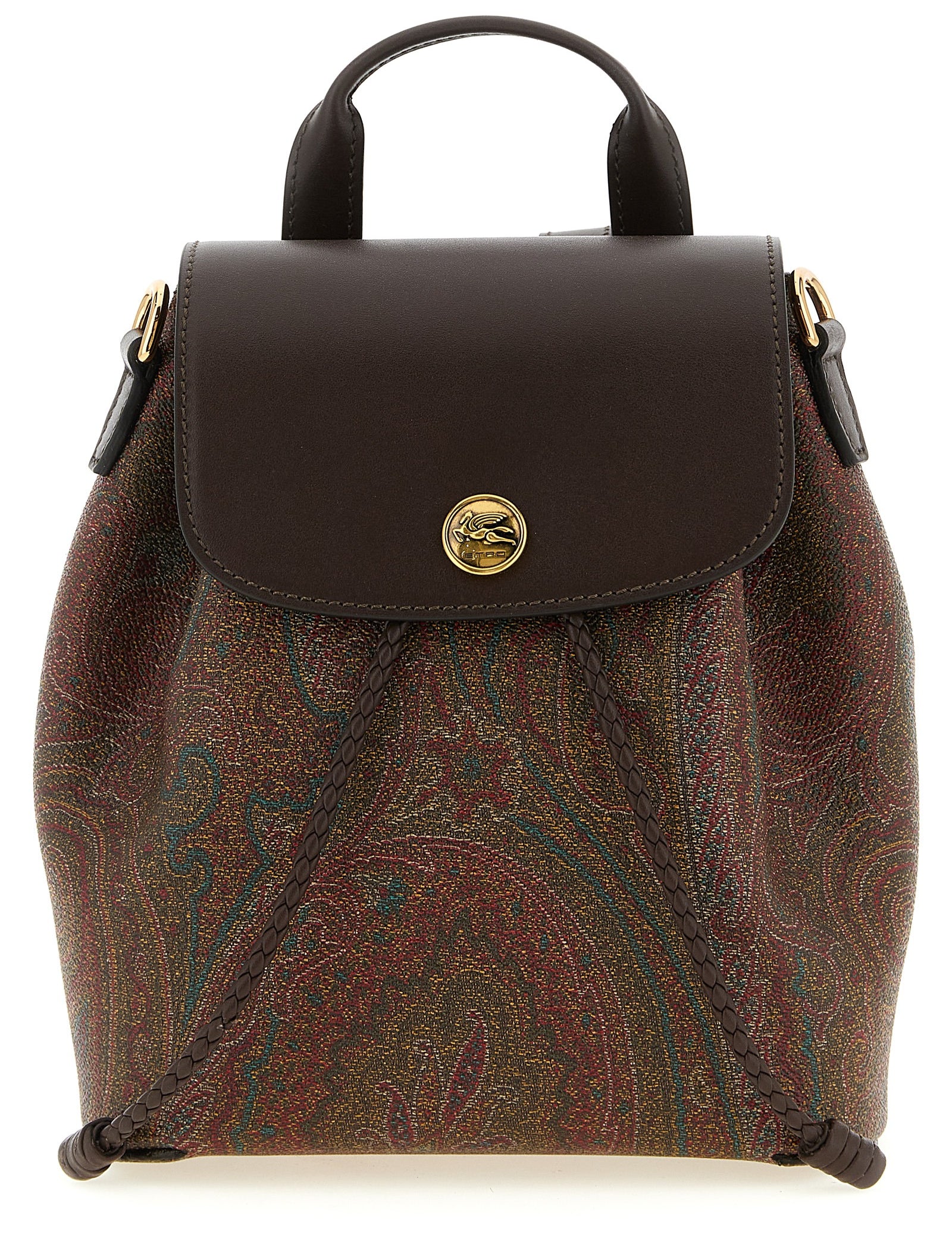 Etro Multicolor Cotton Leather Backpack