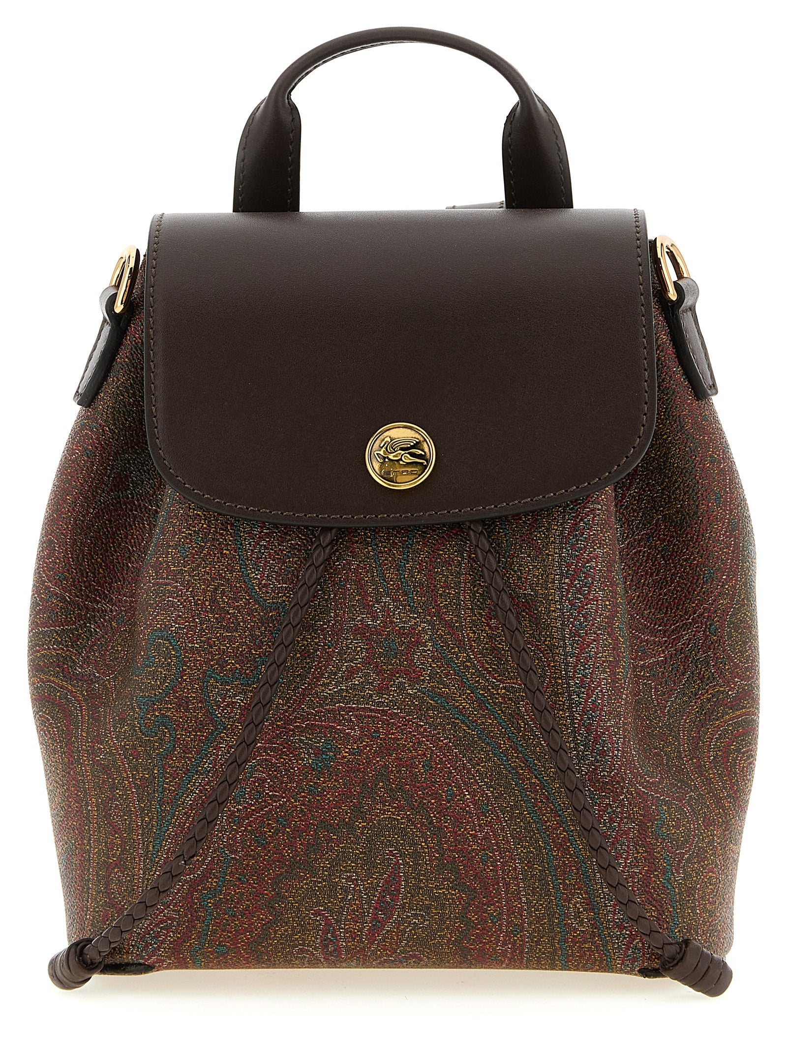 Etro Multicolor Cotton Leather Backpack