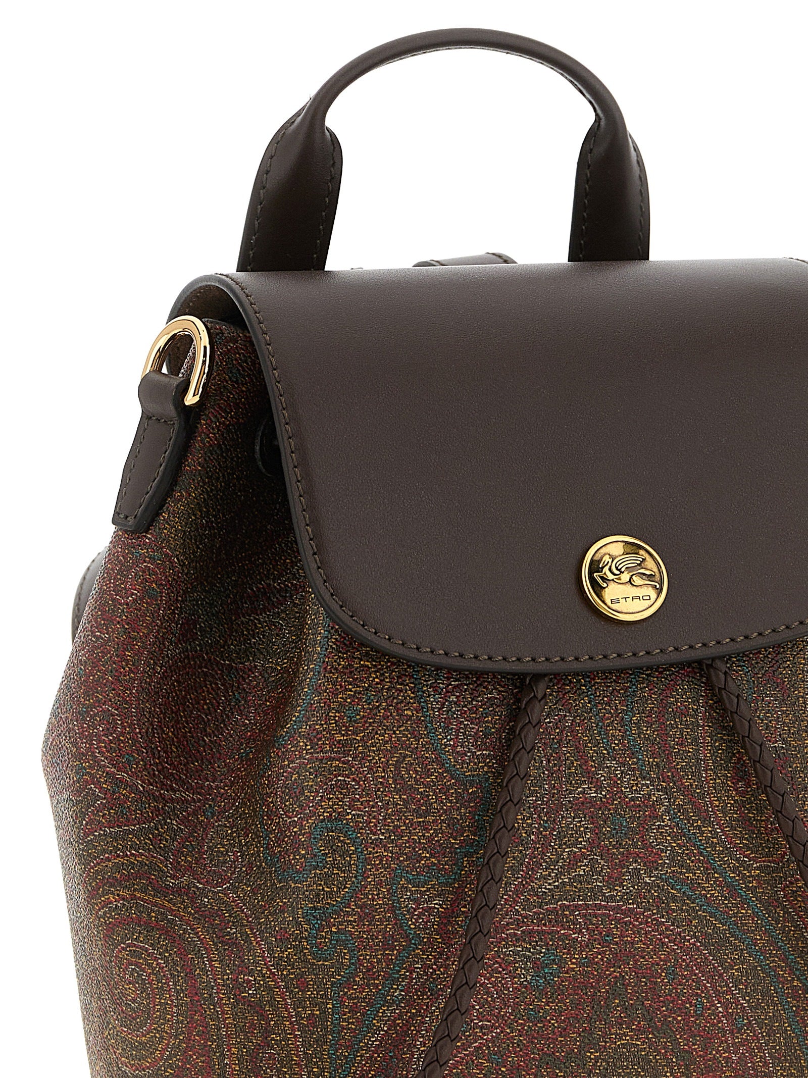 Etro Multicolor Cotton Leather Backpack