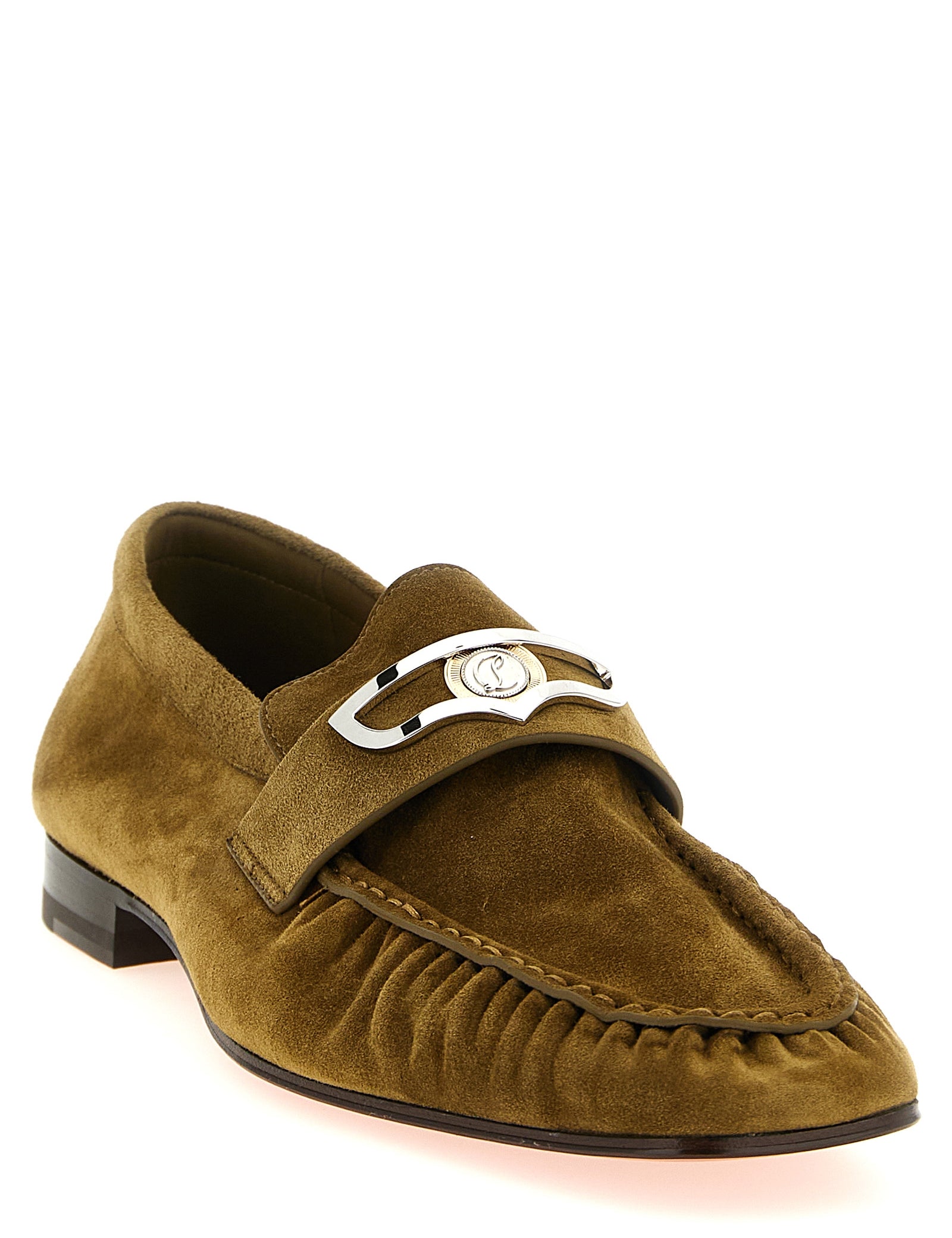 Christian Louboutin Brown Calfskin Slip-On Loafers