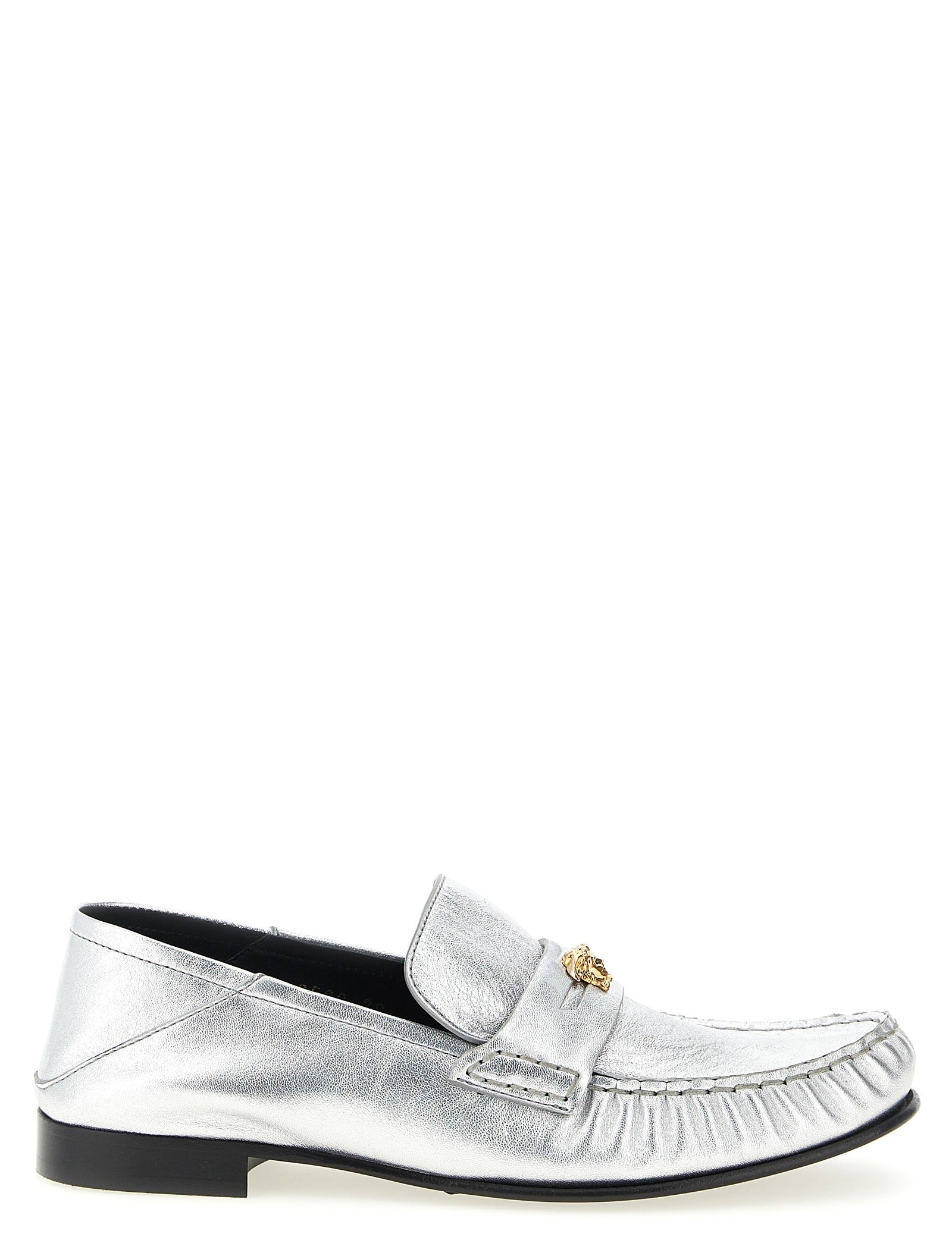 Versace Silver Lamb Leather Slip-On Loafers