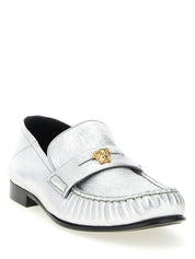 Versace Silver Lamb Leather Slip-On Loafers