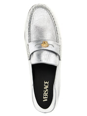 Versace Silver Lamb Leather Slip-On Loafers