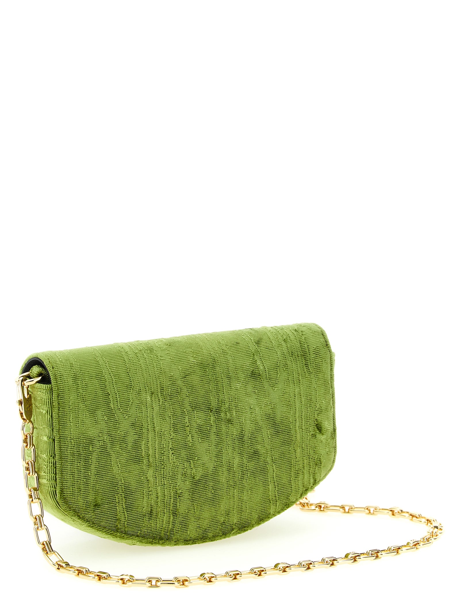 Ganni Green Moiré Velvet Wallet on Chain