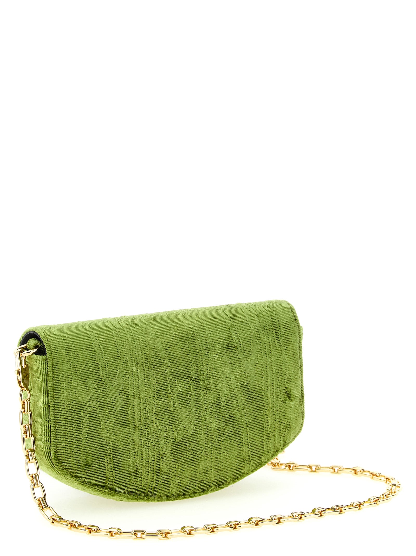 Ganni Green Moiré Velvet Wallet on Chain