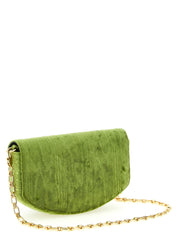 Ganni Green Moiré Velvet Wallet on Chain