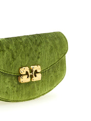 Ganni Green Moiré Velvet Wallet on Chain