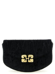 Ganni Black Moiré Velvet Wallet on Chain