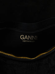 Ganni Black Moiré Velvet Wallet on Chain