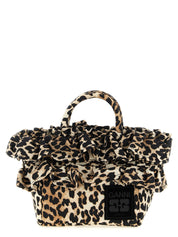Ganni Brown Polyamide Mini Shopper Ruffle Print Handbag