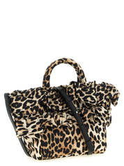 Ganni Brown Polyamide Mini Shopper Ruffle Print Handbag