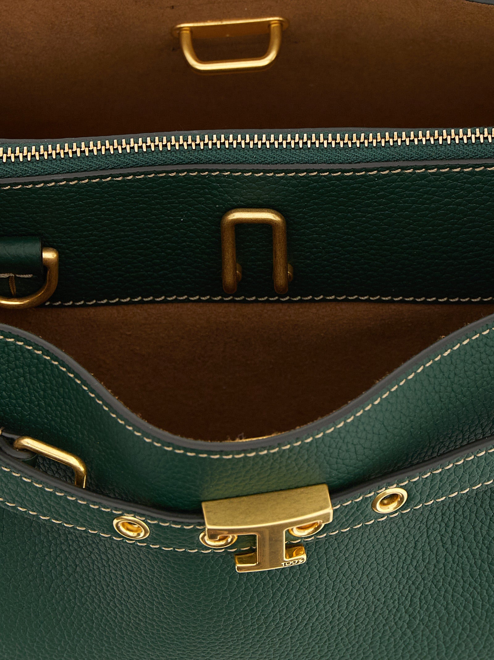 Tod's Bicolor Green Calfskin Mini Handbag
