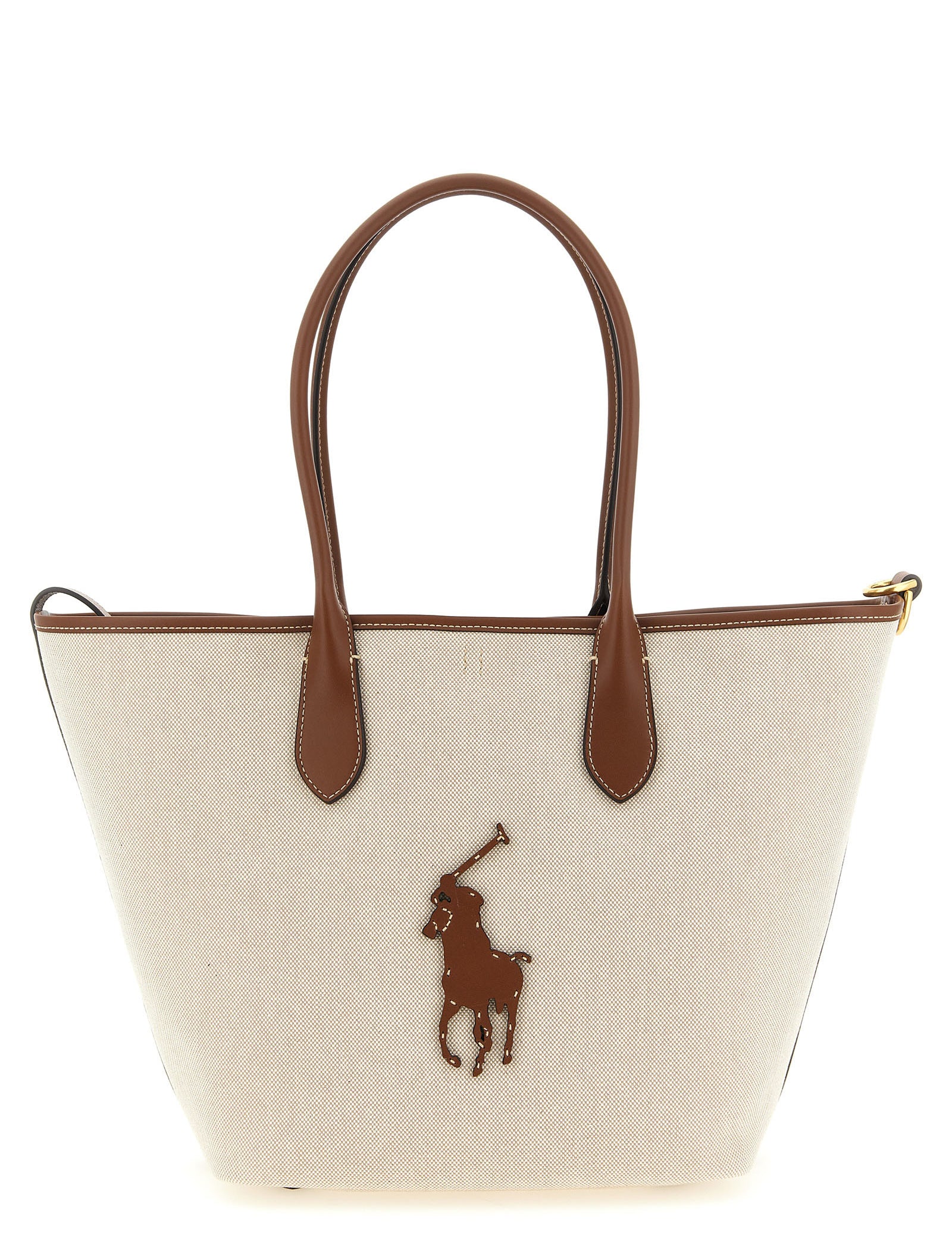 Polo Ralph Lauren Brown Cotton Canvas Tote Bag
