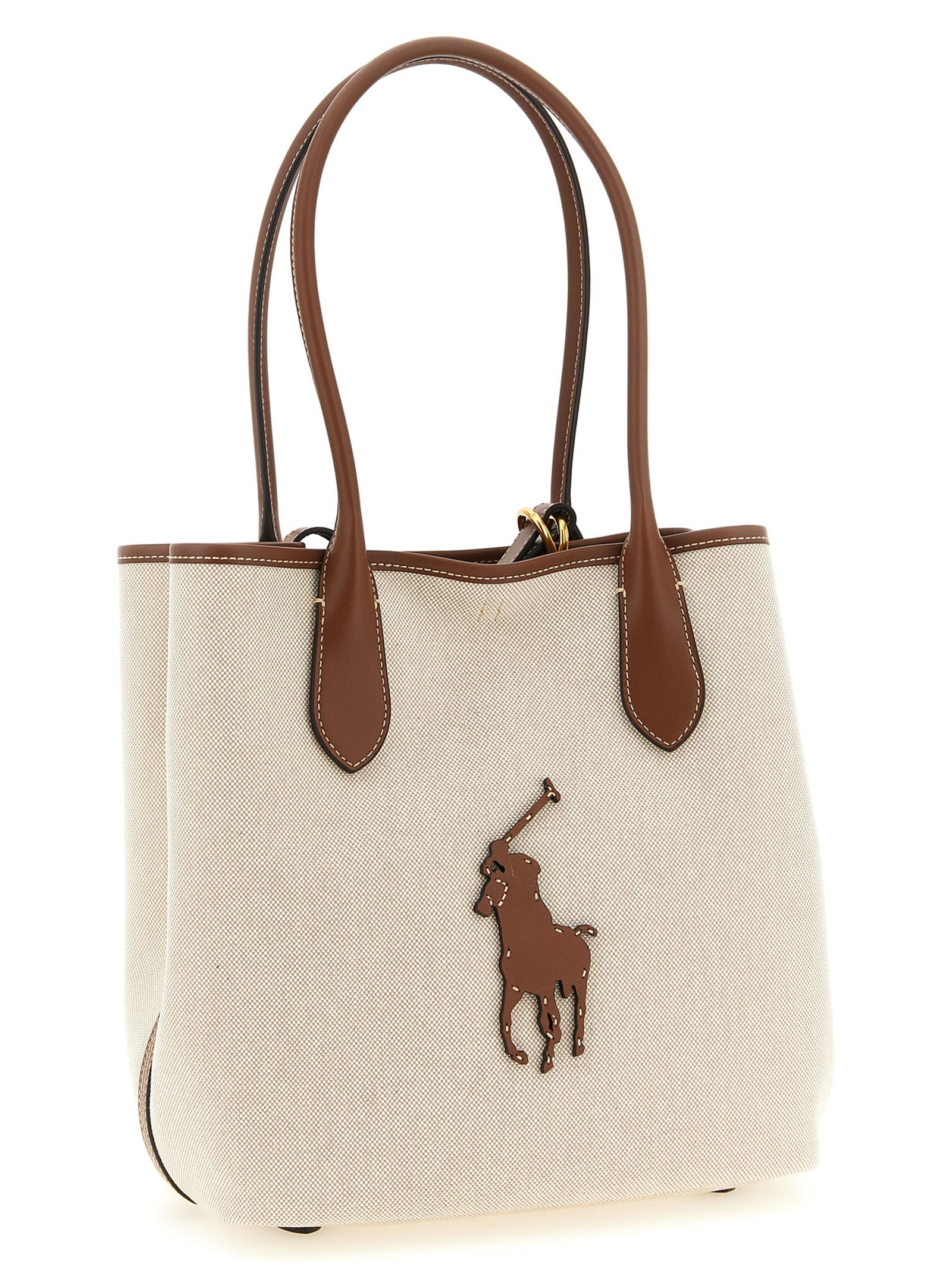 Polo Ralph Lauren Brown Cotton Canvas Tote Bag