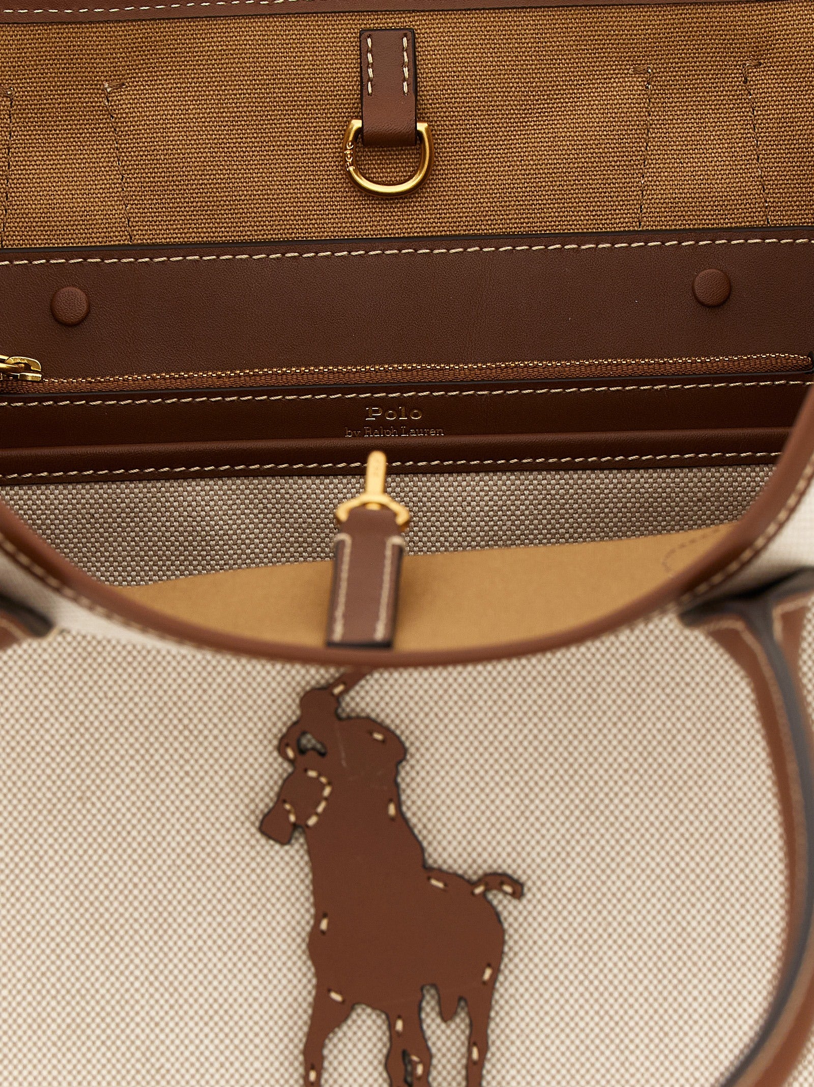 Polo Ralph Lauren Brown Cotton Canvas Tote Bag