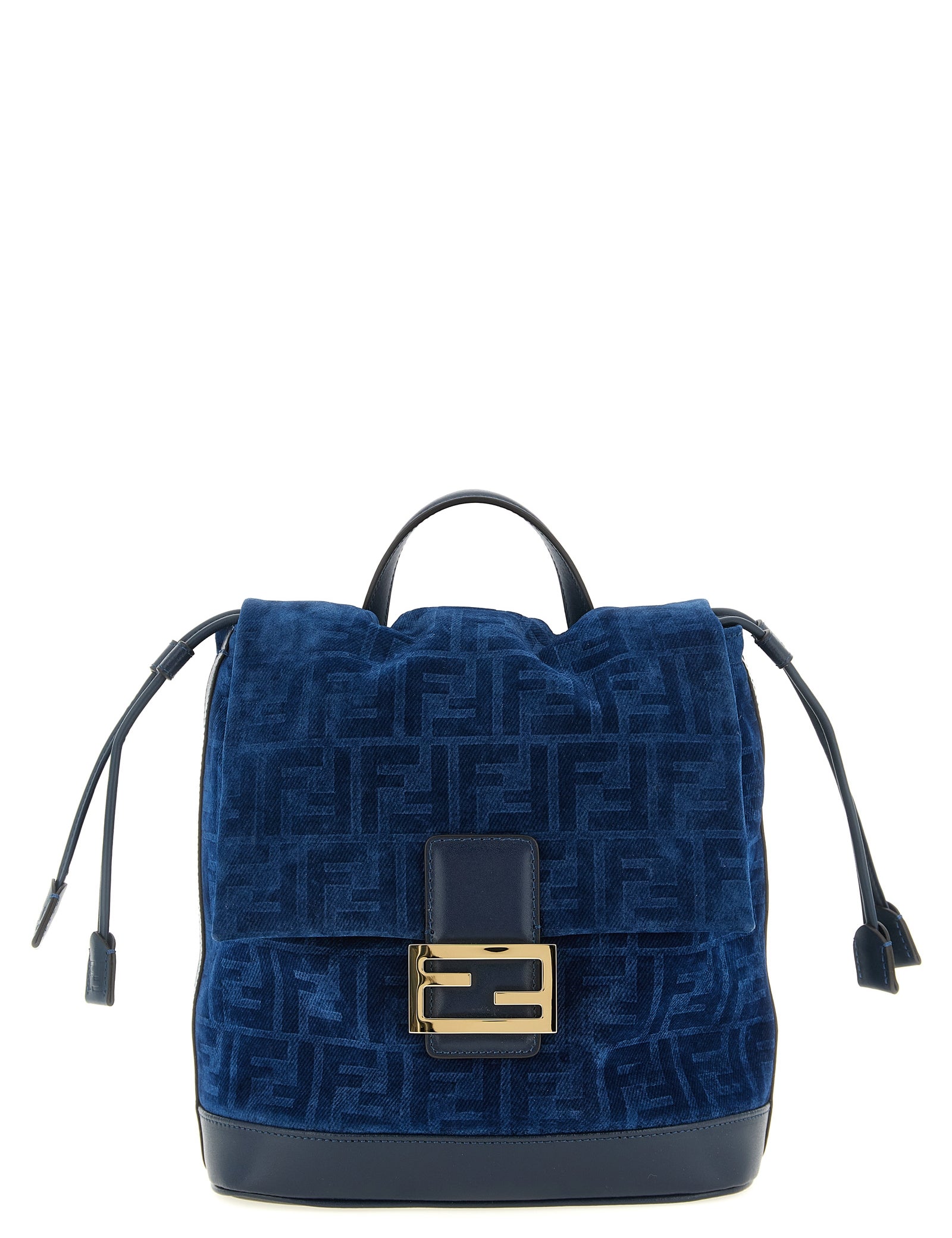 Fendi Blue Cotton Denim Backpack
