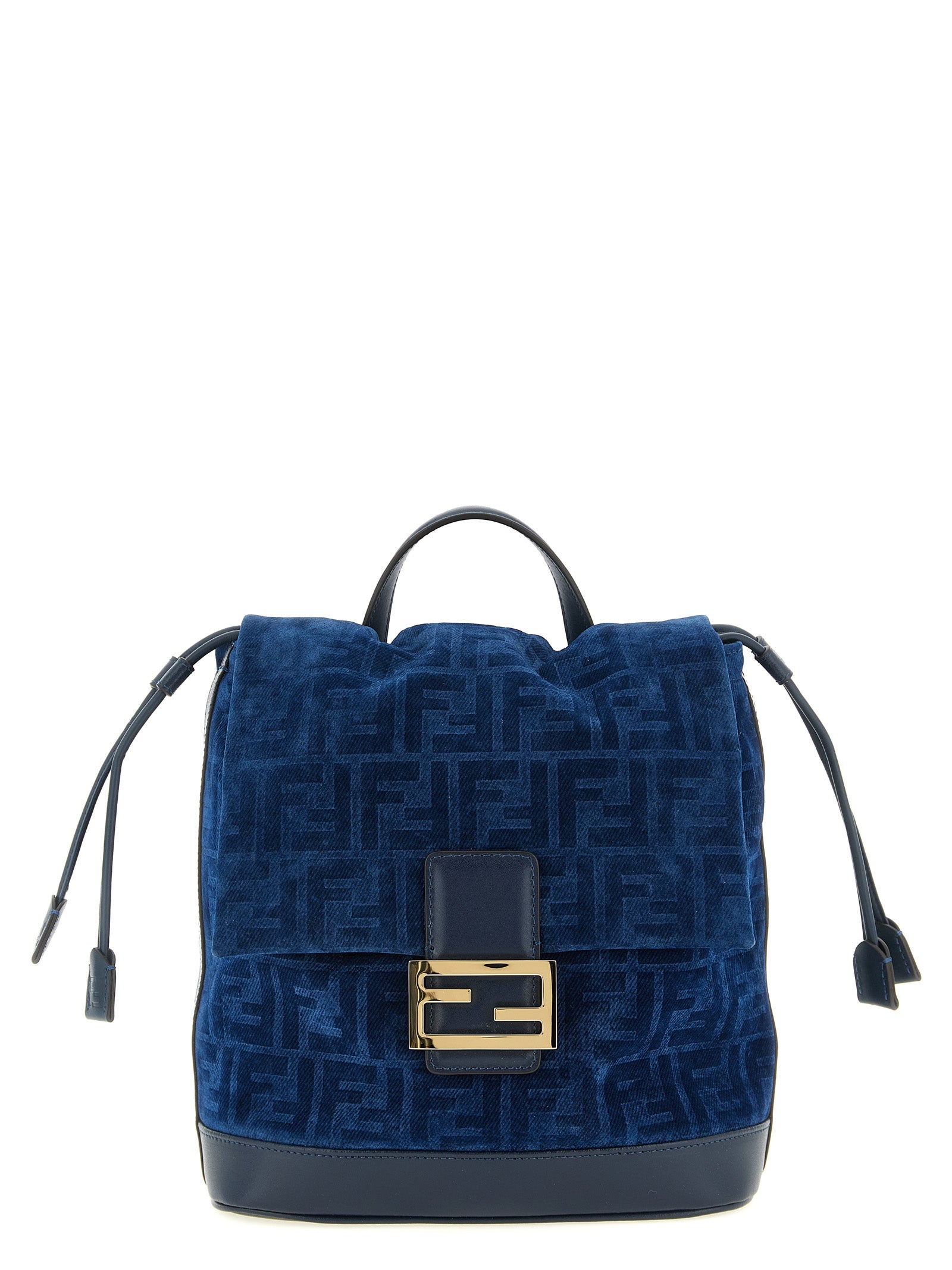 Fendi Blue Cotton Denim Backpack