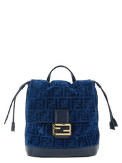 Fendi Blue Cotton Denim Backpack