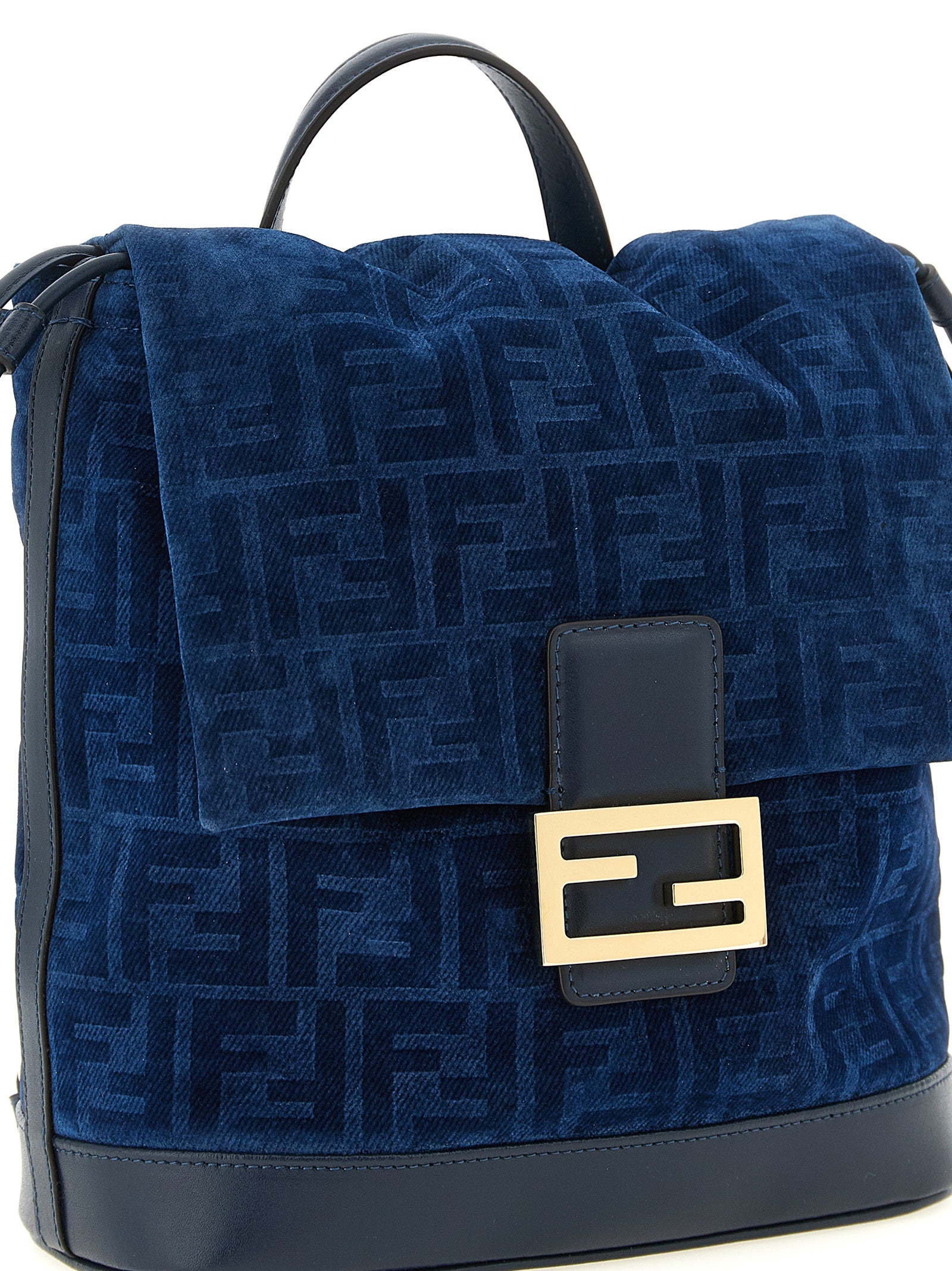 Fendi Blue Cotton Denim Backpack