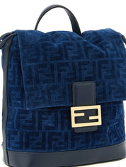 Fendi Blue Cotton Denim Backpack
