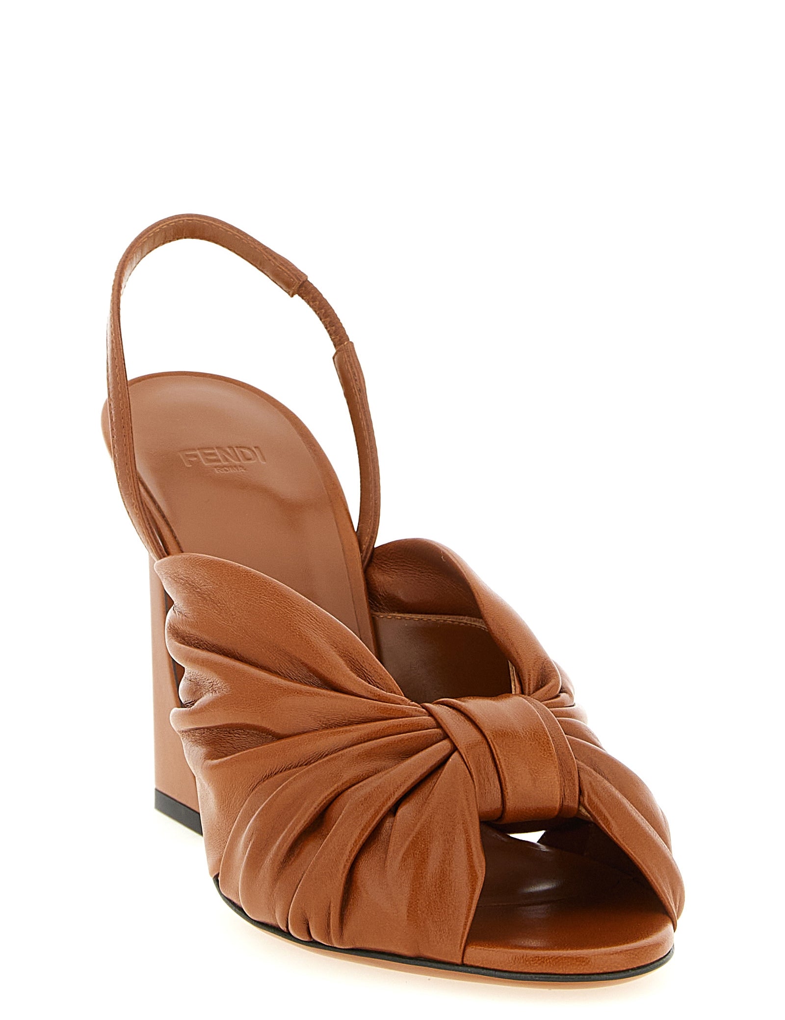 Fendi Brown Lamb Leather Stiletto Heel Sandals